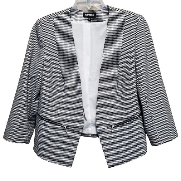 Express Jackets & Blazers - Express Women's Houndstooth Open Front Blazer with Zip Pockets Size 14